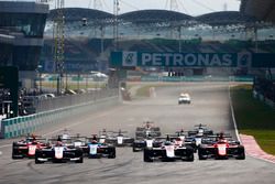 Jake Dennis, Arden International leads the start of the second GP3 race