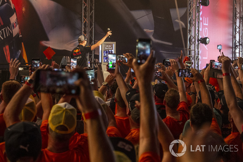 Max Verstappen, Red Bull Racing on stage to meet with his fans on the campsite