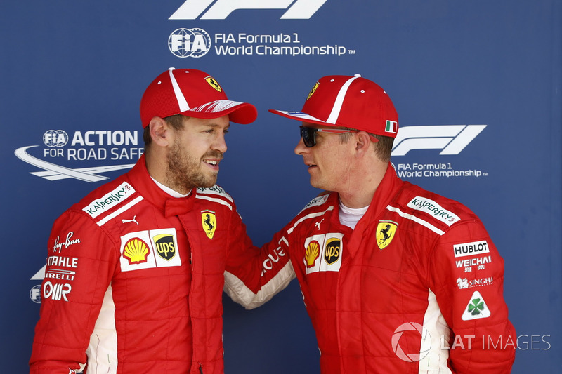 Sebastian Vettel, Ferrari, e Kimi Raikkonen, Ferrari