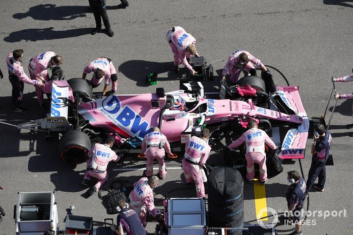 Sergio Perez, Racing Point RP20, sulla griglia di partenza