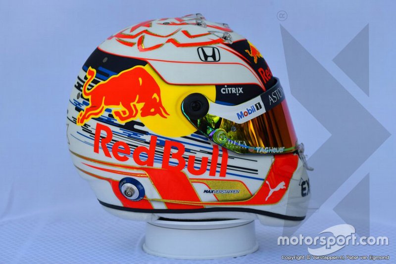 El casco de Max Verstappen, Red Bull Racing