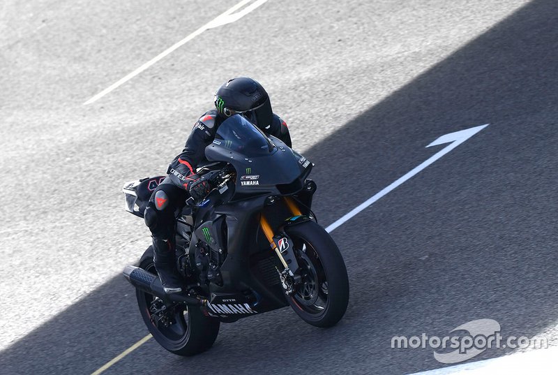 Lewis Hamilton testing the Yamaha Superbike