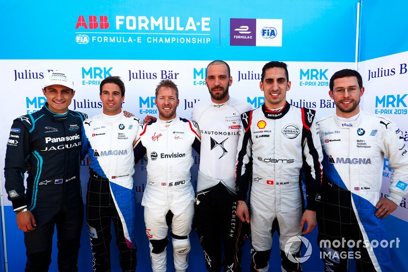 Mitch Evans, Jaguar Racing, Antonio Felix da Costa, BMW I Andretti Motorsports, Sam Bird, Envision Virgin Racing, Jean-Eric Vergne, DS TECHEETAH, Sébastien Buemi, Nissan e.Dams, Alexander Sims, BMW I Andretti Motorsports, pose for a post-qualifying picture