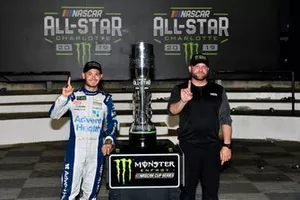 Kyle Larson, Chip Ganassi Racing, Chevrolet Camaro Advent Health and Chad Johnston
