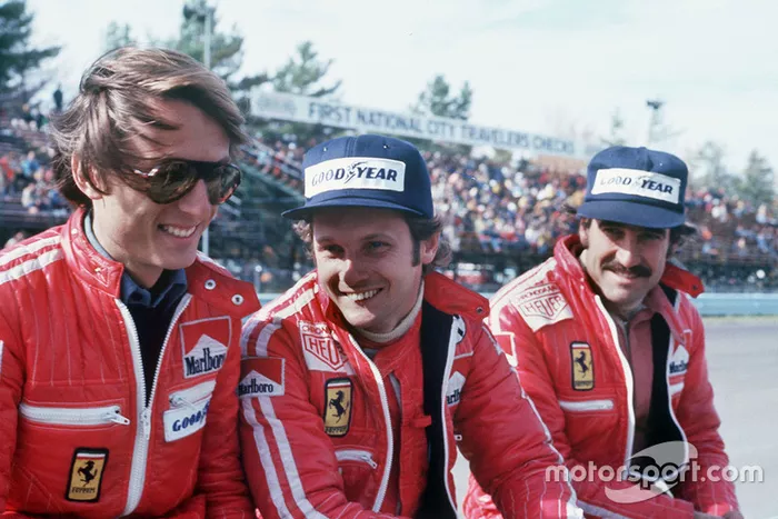 Luca di Montezemolo, Clay Regazzoni, Niki Lauda, Ferrari