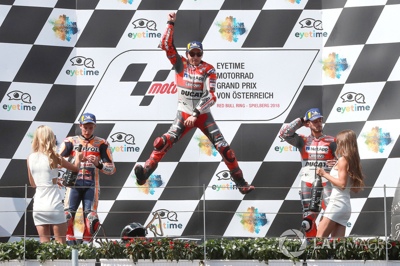 Podium: 1. Jorge Lorenzo, Ducati Team,2. Marc Marquez, Repsol Honda Team,3. Andrea Dovizioso, Ducati Team