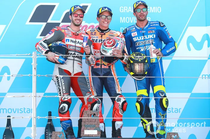 Podio: 1º Marc Márquez, 2º Andrea Dovizioso, 3º Andrea Iannone