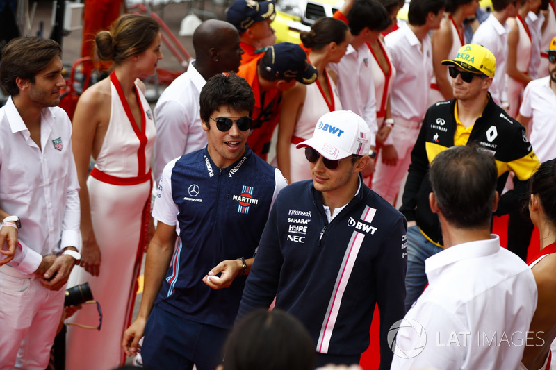 Lance Stroll, Williams Racing, Esteban Ocon, Force India, et Nico Hulkenberg, Renault Sport F1 Team, et Tag Heuer Girls