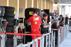 Ferrari with Pirelli engineer and Pirelli tyres