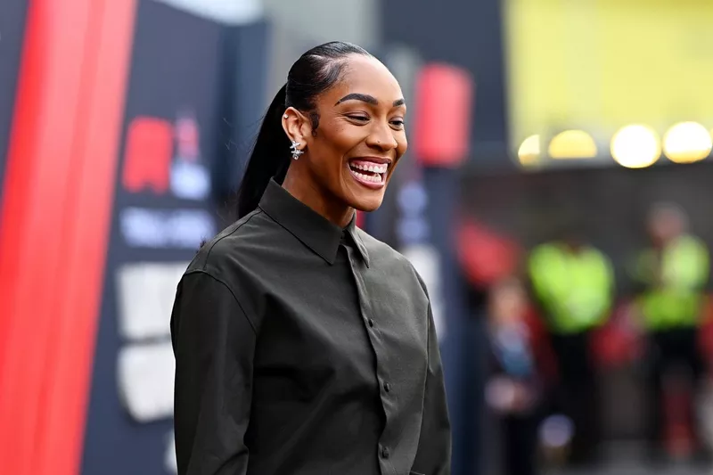 A'ja Wilson arrive au Paddock 