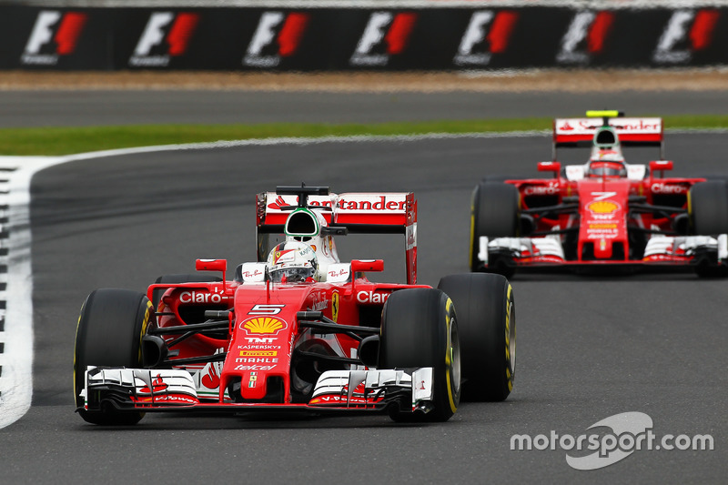 Sebastian Vettel, Ferrari SF16-H leads team mate Kimi Raikkonen, Ferrari SF16-H