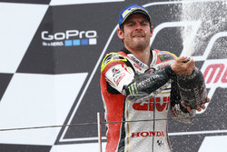 Podium: segundo, Cal Crutchlow, Team LCR Honda celebra con champagne