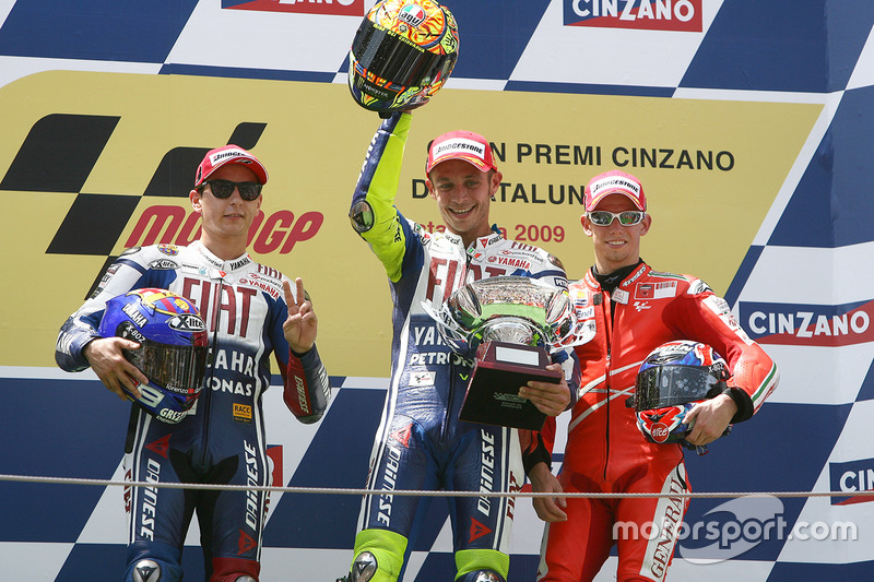 Podium: 1. Valentino Rossi, 2. Jorge Lorenzo, 3. Casey Stoner