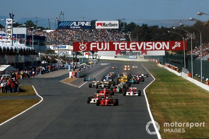 Arrancada Alain Prost, Ferrari 641 y Ayrton Senna, McLaren MP4/5B Honda