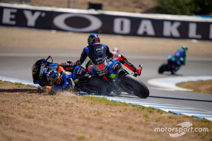 Luca Marini and teammate Marco Bezzecchi, Sky Racing Team VR46 crash