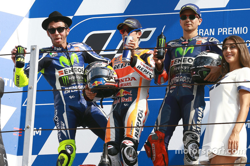 Podium: 1. Dani Pedrosa, 2. Valentino Rossi, 3. Jorge Lorenzo 