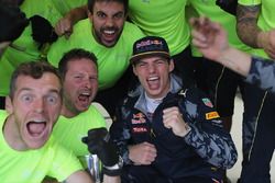 Max Verstappen, Red Bull Racing celebrates finishing third