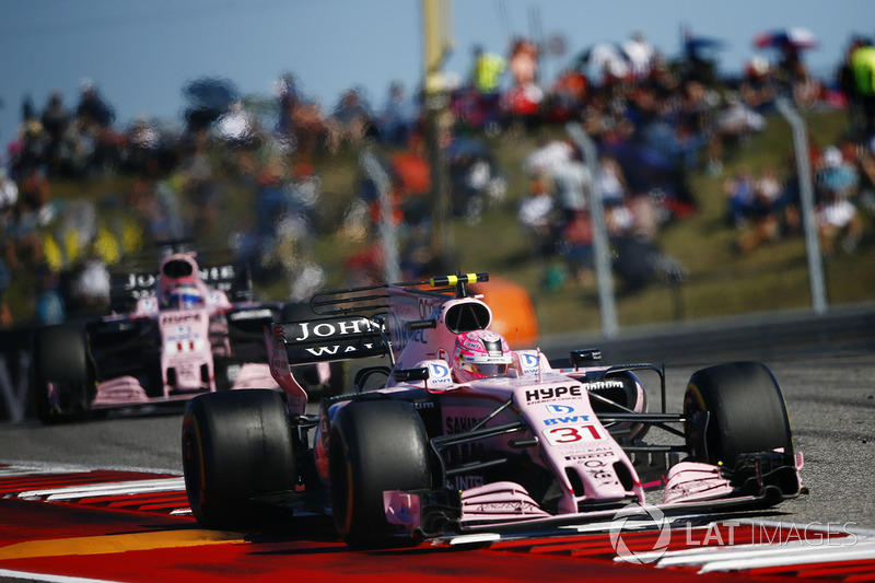 Esteban Ocon, Sahara Force India F1 VJM10, Sergio Pérez, Sahara Force India F1 VJM10