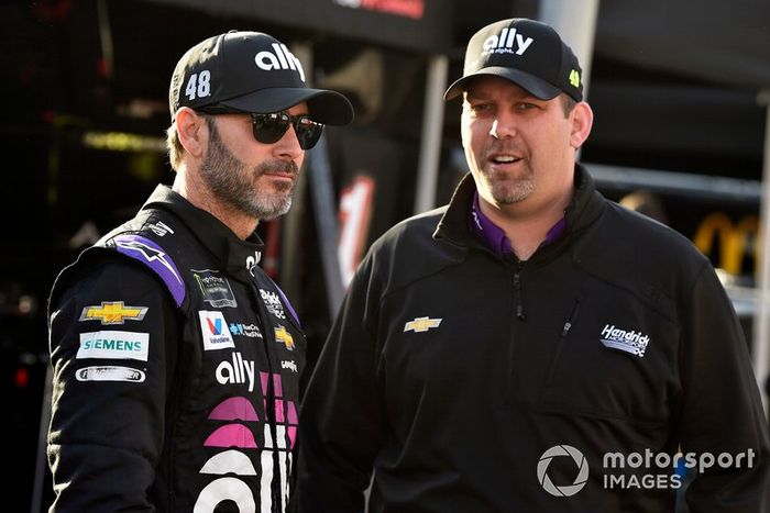 Jimmie Johnson, Hendrick Motorsports, Chevrolet Camaro Ally y Kevin Meendering