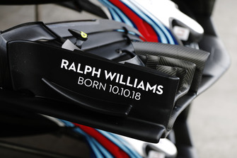 Markings commemorating the birth of Ralph Williams to Claire Williams, Deputy Team Principal, Williams Racing