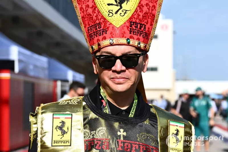 A Ferrari fan in the paddock