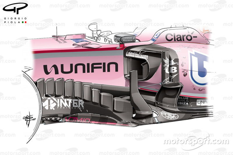 Force India VJM10 bargeboard, Mexican GP