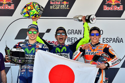 Podium: winnaar Valentino Rossi, Yamaha Factory Racing, tweede plaats Jorge Lorenzo, Yamaha Factory