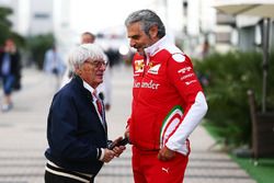 Bernie Ecclestone con Maurizio Arrivabene, Team Principal Ferrari