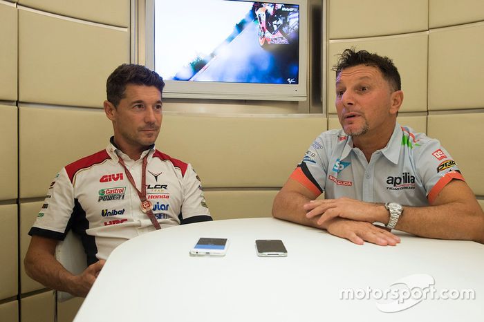 Lucio Cecchinello, Team LCR Honda director del equipo y Fausto Gresini, Aprilia Gresini Racing Team 