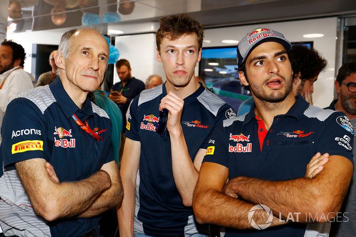  Franz Tost, Team Principal, Scuderia Toro Rosso, Daniil Kvyat, Scuderia Toro Rosso, Carlos Sainz Jr., Scuderia Toro Rosso