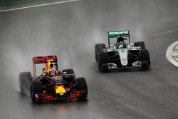 Max Verstappen, Red Bull Racing RB12 leads Nico Rosberg, Mercedes AMG F1 W07 Hybrid