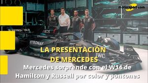 MERCEDES presenta su W14, el coche de RUSSELL y HAMILTON: ¡cambio de COLOR, mismos PONTONES!