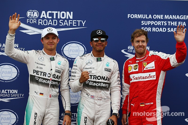 Pole para Lewis Hamilton, Mercedes AMG F1, segundo para Nico Rosberg, Mercedes AMG F1 W06 e terceiro