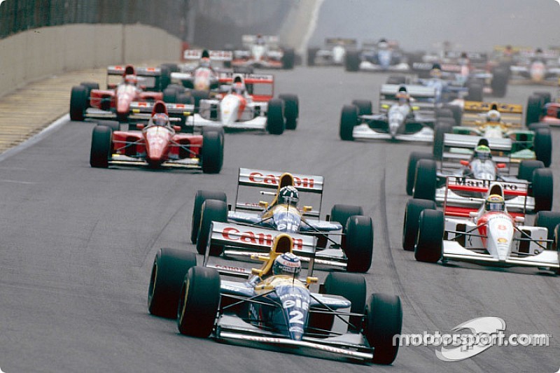 Largada: Alain Prost, Damon Hill e Ayrton Senna