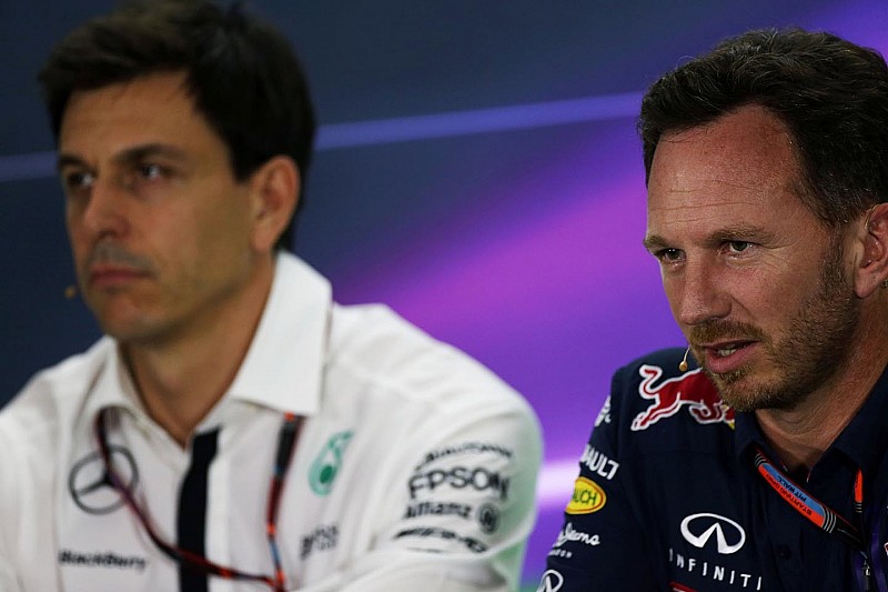 CChristian Horner, jefe de equipo de carreras de Red Bull Racing Team t Toto Wolff, Mercedes AMG F1 