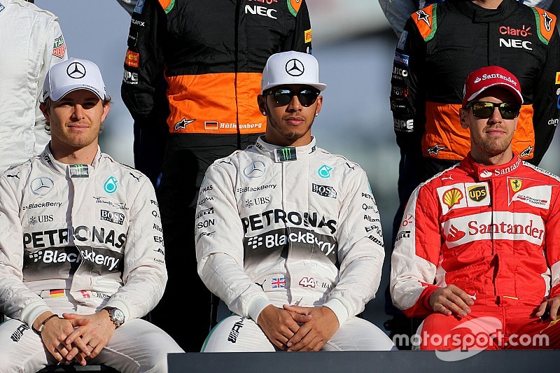 Nico Rosberg, Mercedes AMG F1 Team, Lewis Hamilton, Mercedes AMG F1 Team y Sebastian Vettel, Scuderi