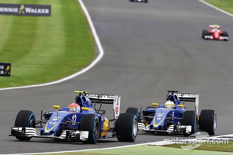 Felipe Nasr, Sauber C35 leads team mate Marcus Ericsson Sauber C35