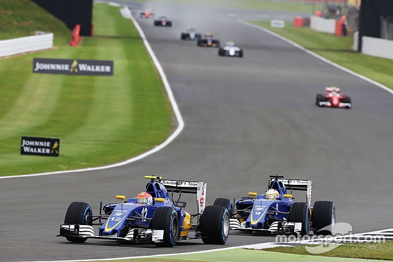 Felipe Nasr, Sauber C35 leads team mate Marcus Ericsson Sauber C35