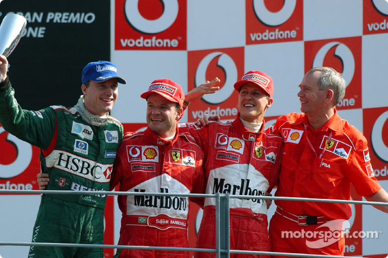 2002: 1. Рубенс Баррикелло, 2. Михаэль Шумахер, 3. Эдди Ирвайн