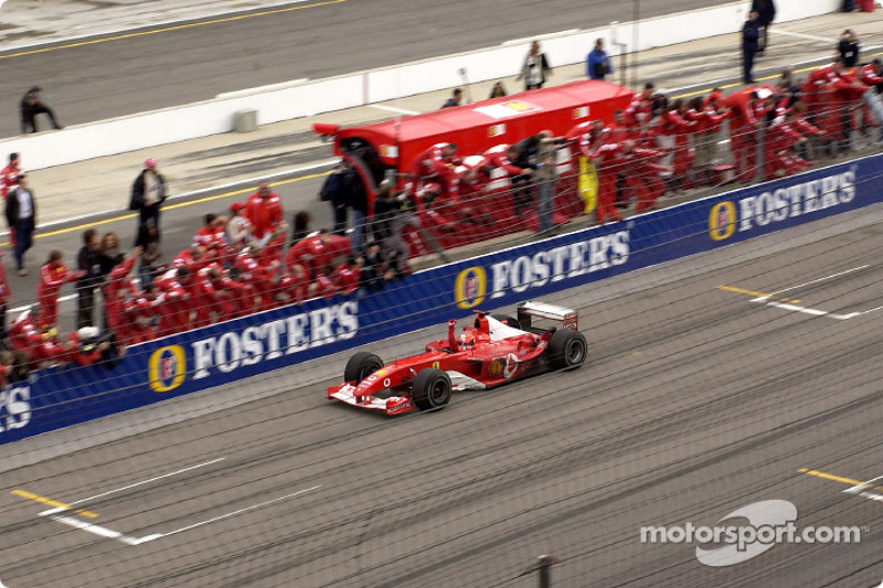 Michael Schumacher celebrates