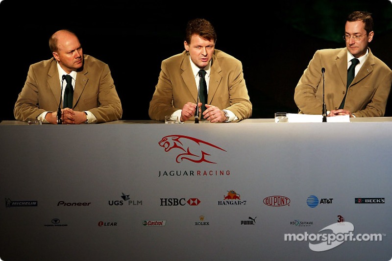 Director of Engineering for Jaguar Racing, Ian Pocock, Managing Director of Jaguar Racing, David Pitchforth and CEO of Premier Performance Division Tony Purnell talk about their plans for the 2004 F1 season