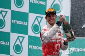 Podium: second place Jenson Button, McLaren Mercedes