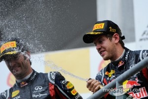 Podium: race winner Sebastian Vettel, Red Bull Racing