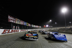 Kasey Kahne and Kyle Busch follow the pace car