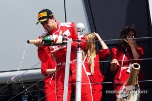 Fernando Alonso, Ferrari celebrates his second position on the podium