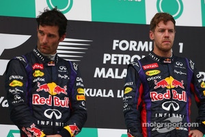 Podium: race winner Sebastian Vettel, Red Bull Racing, second placed Mark Webber, Red Bull Racing