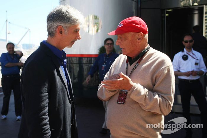 Damon Hill, Sky Sports Presentador con Niki Lauda, Mercedes Presidente no ejecutivo