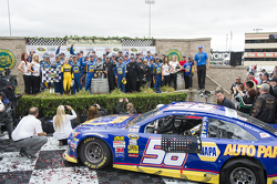 Race winner Martin Truex Jr., Michael Waltrip Racing Toyota celebrates