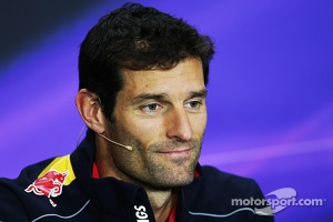 Mark Webber, Red Bull Racing in the FIA Press Conference.