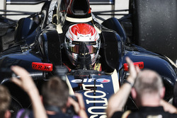 Race winner Marco Sorensen celebrates